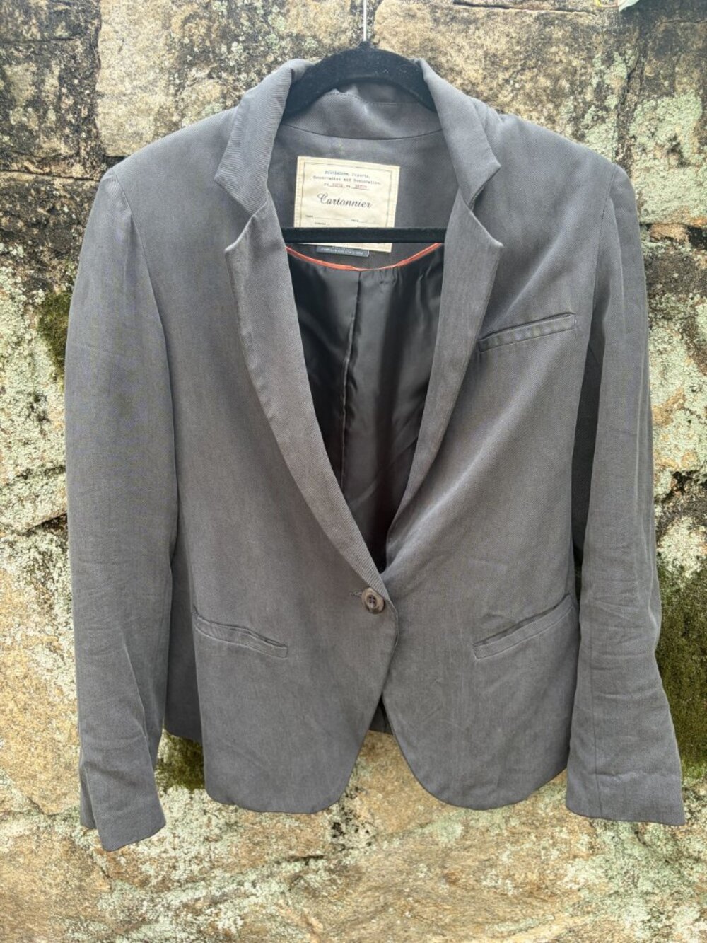 Anthropologie Cartonnier One Button Blazer Size 6 Gray Pockets Preppy Minimalist - Picture 2 of 15